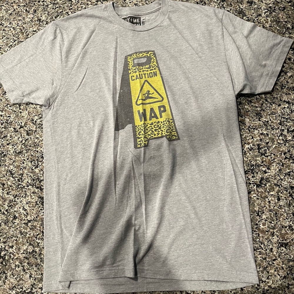 Caution Graphic Gray T-Shirt
